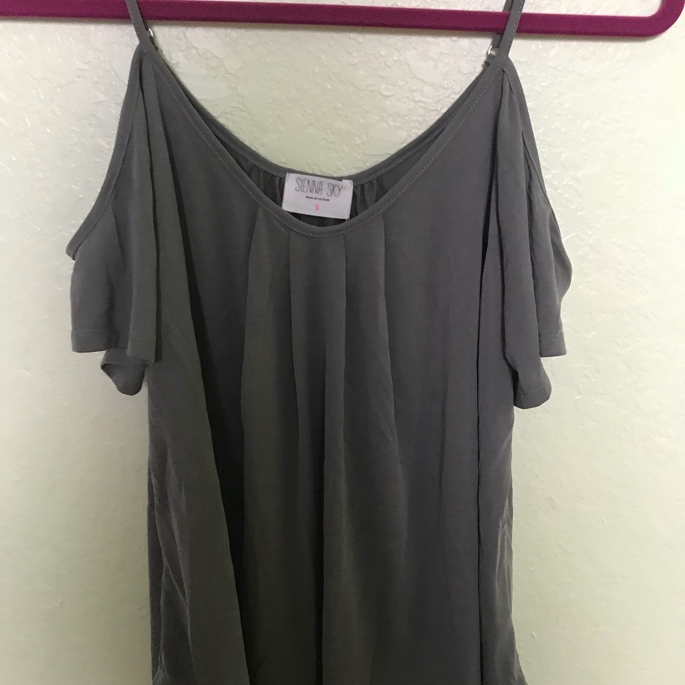 NWT Dusty Blue Off the Shoulder Top
